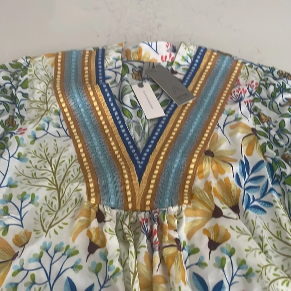 Anthropologie Floral V-Neck Peasant Blouse in Multi - Picture 4 of 6